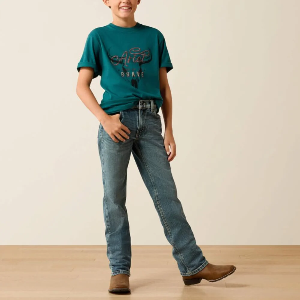 Ariat Boys Cattle Skull Freedom T-Shirt Mediterranean - 10071183 - Image 3