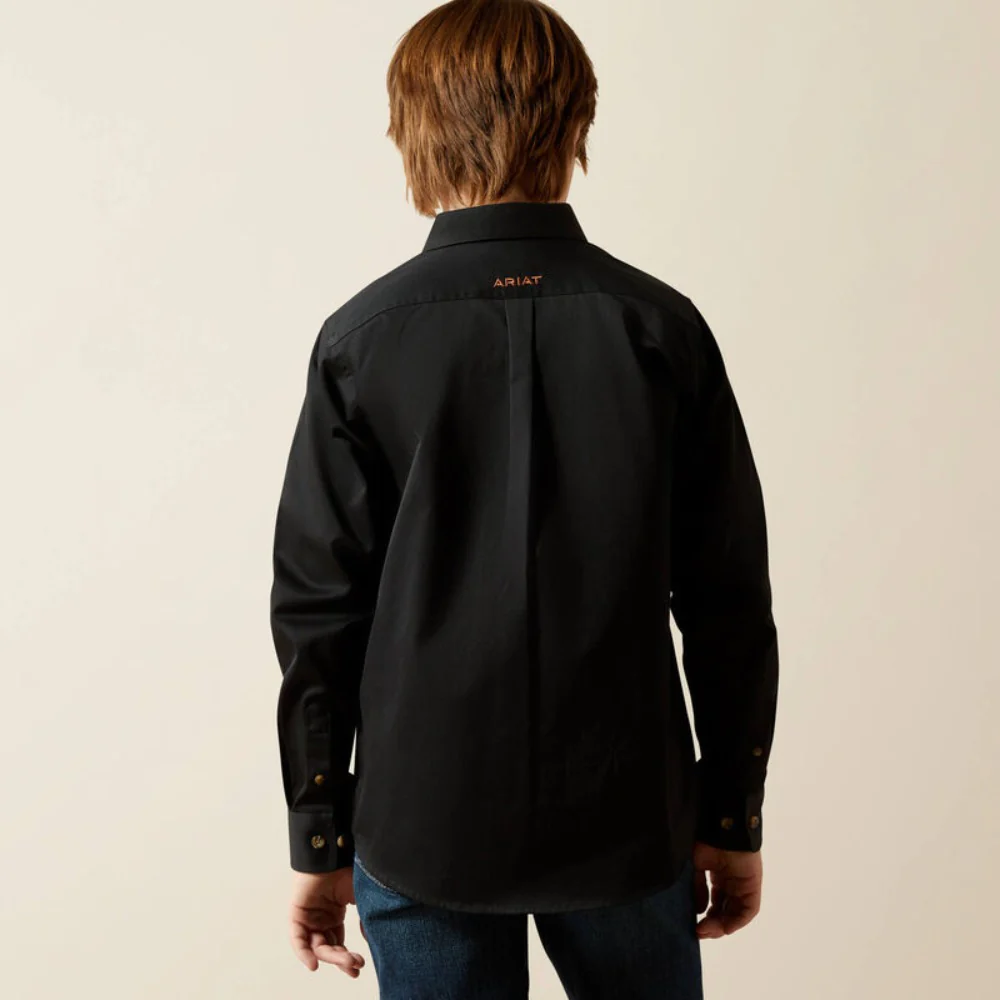 Ariat Boys Solid Black Twilll Classic Fit Shirt - 10030161 - Image 3