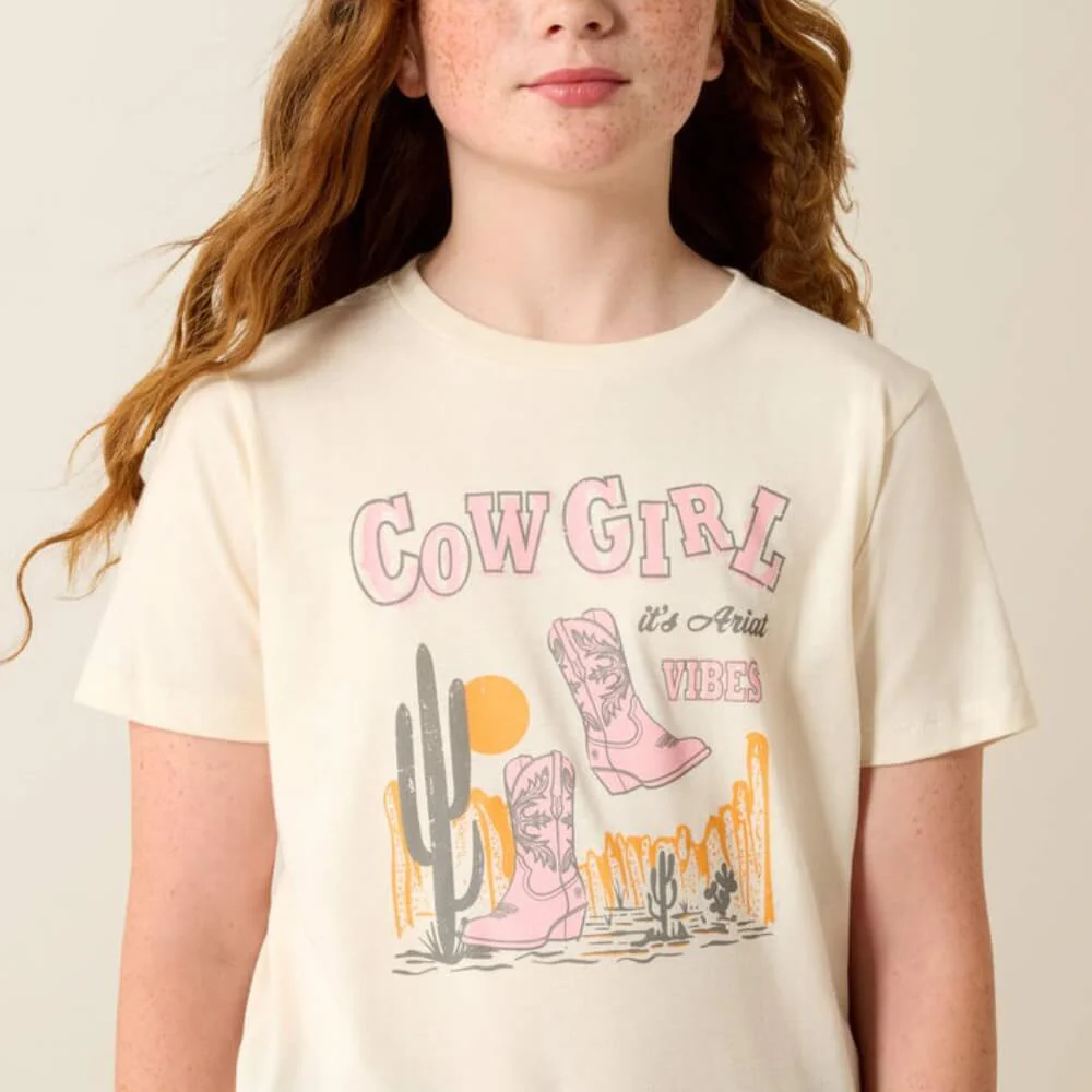 Ariat Girls Cowgirl Vibes T-Shirt Natural - 10071704 - Image 4