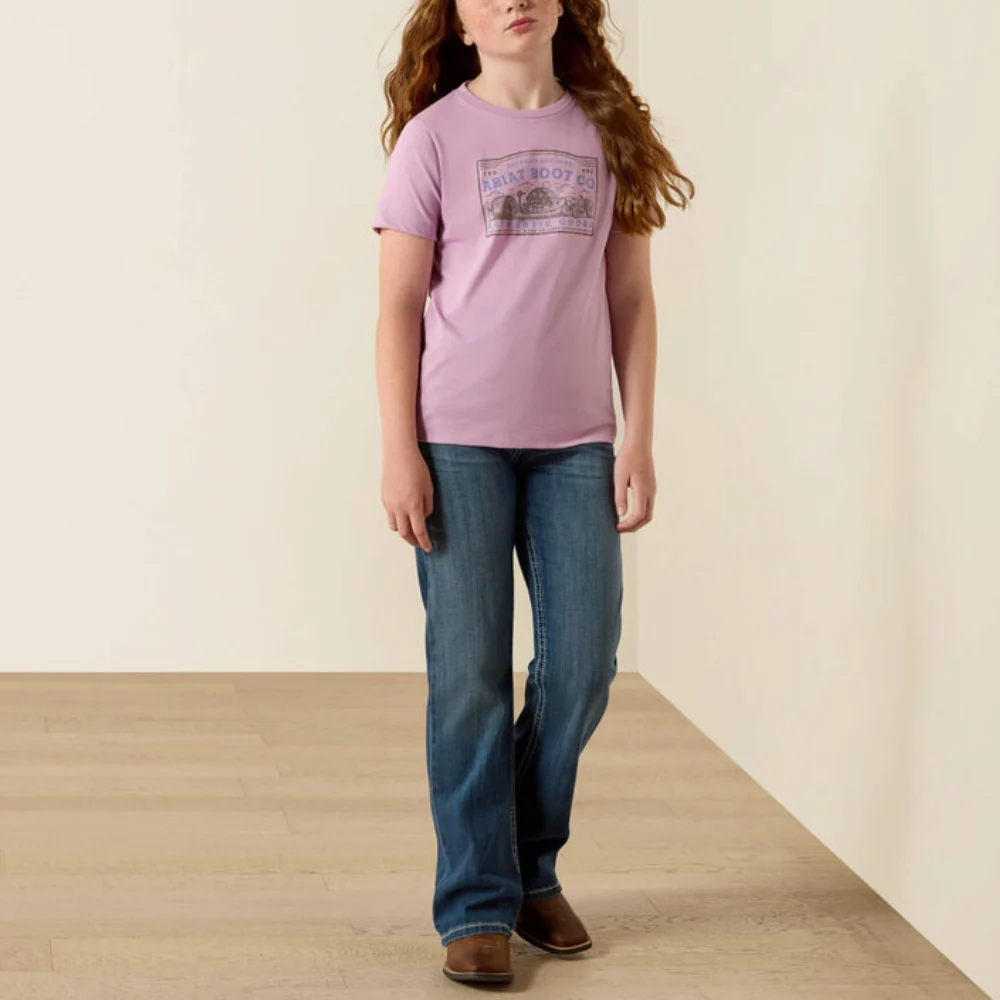 Ariat Girls Farm Patch T-Shirt Lavender - 10071699 - Image 3