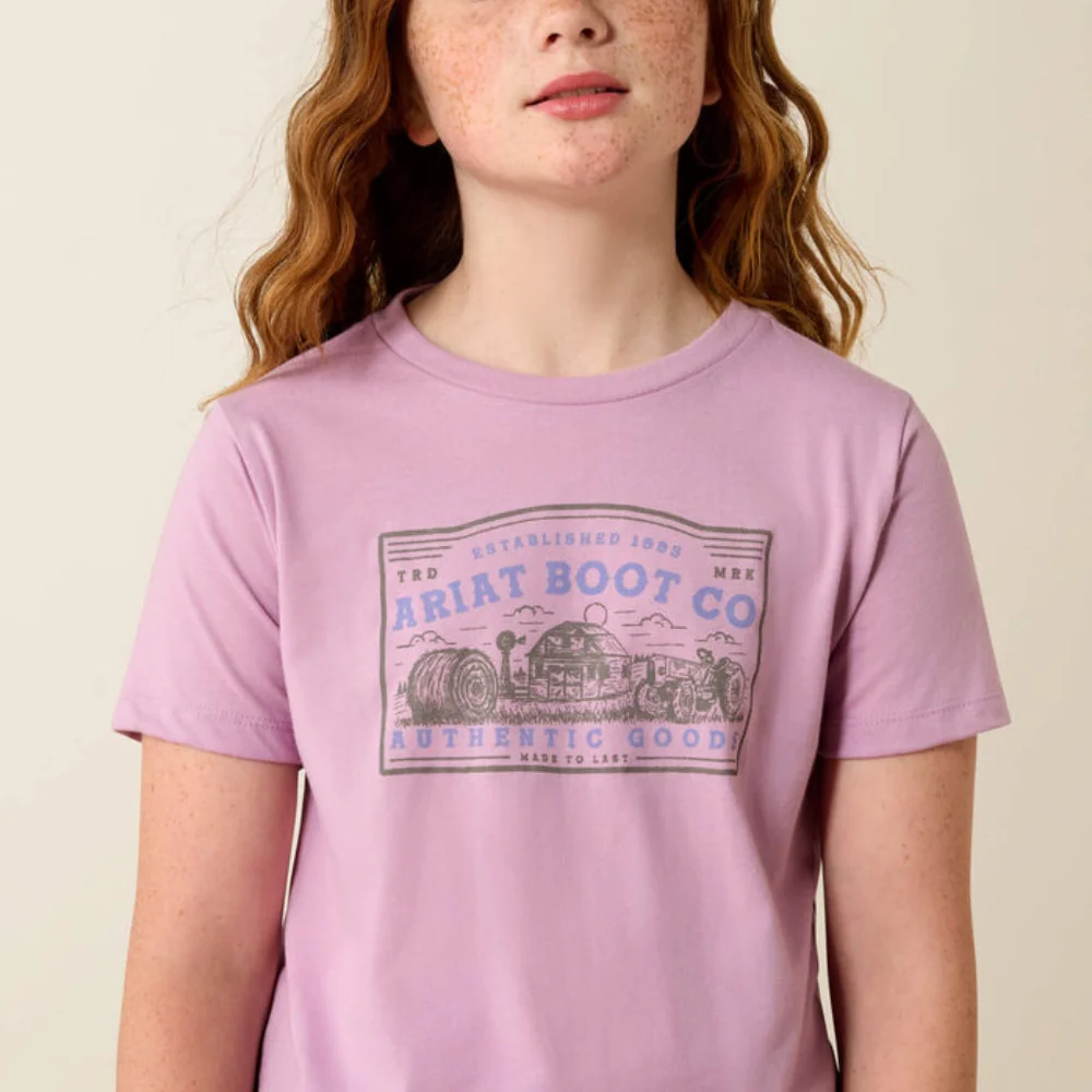 Ariat Girls Farm Patch T-Shirt Lavender - 10071699 - Image 4