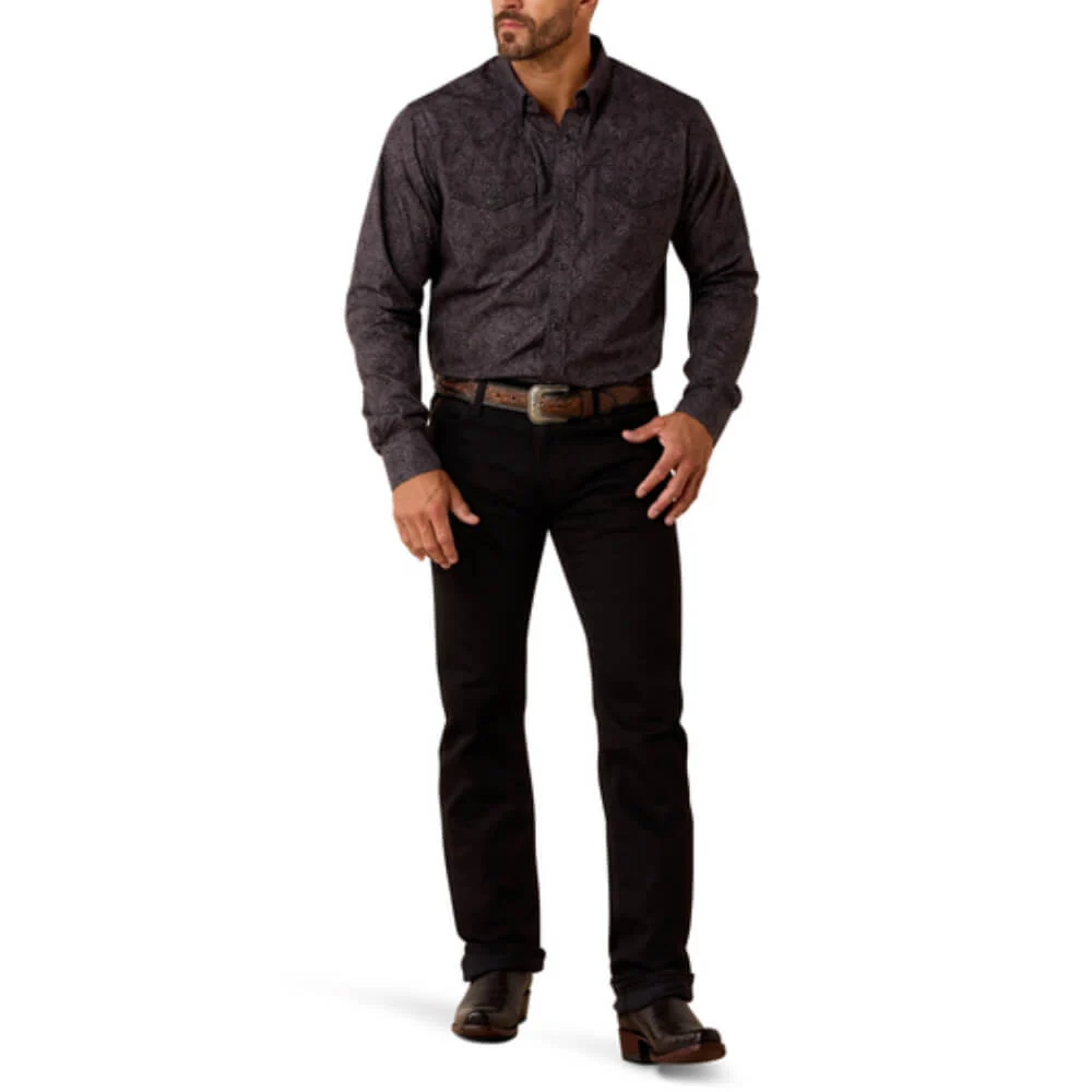 Ariat Mens Allen Fitted Snap Shirt Black - 10071023 - Image 3