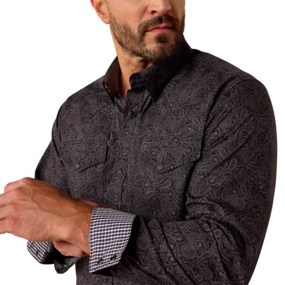Ariat Mens Allen Fitted Snap Shirt Black - 10071023 - Image 4