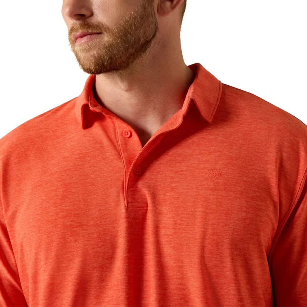 Ariat Mens Charge 2.0 Polo Shirt Paprika Red - 10071557 - Image 4