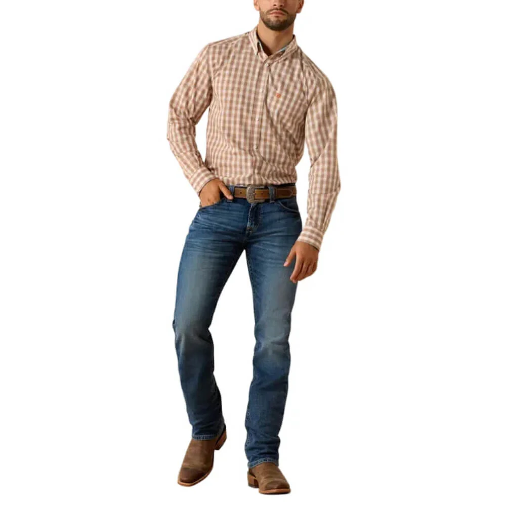 Ariat Mens Golden Plaid Ayden Shirt Oak - 10071756 - Image 3