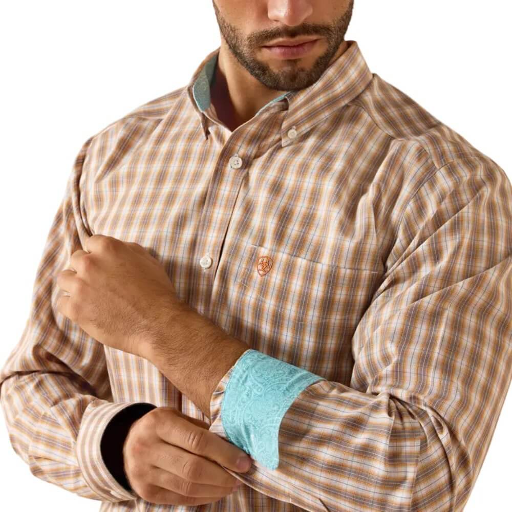 Ariat Mens Golden Plaid Ayden Shirt Oak - 10071756 - Image 4