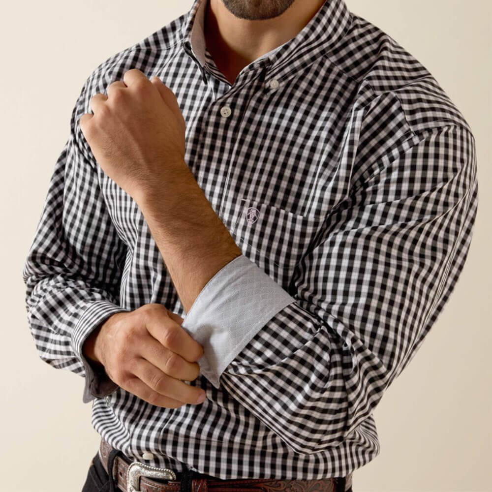 Ariat Mens Langston Classic Fit Shirt Black Plaid - 10071755 - Image 3