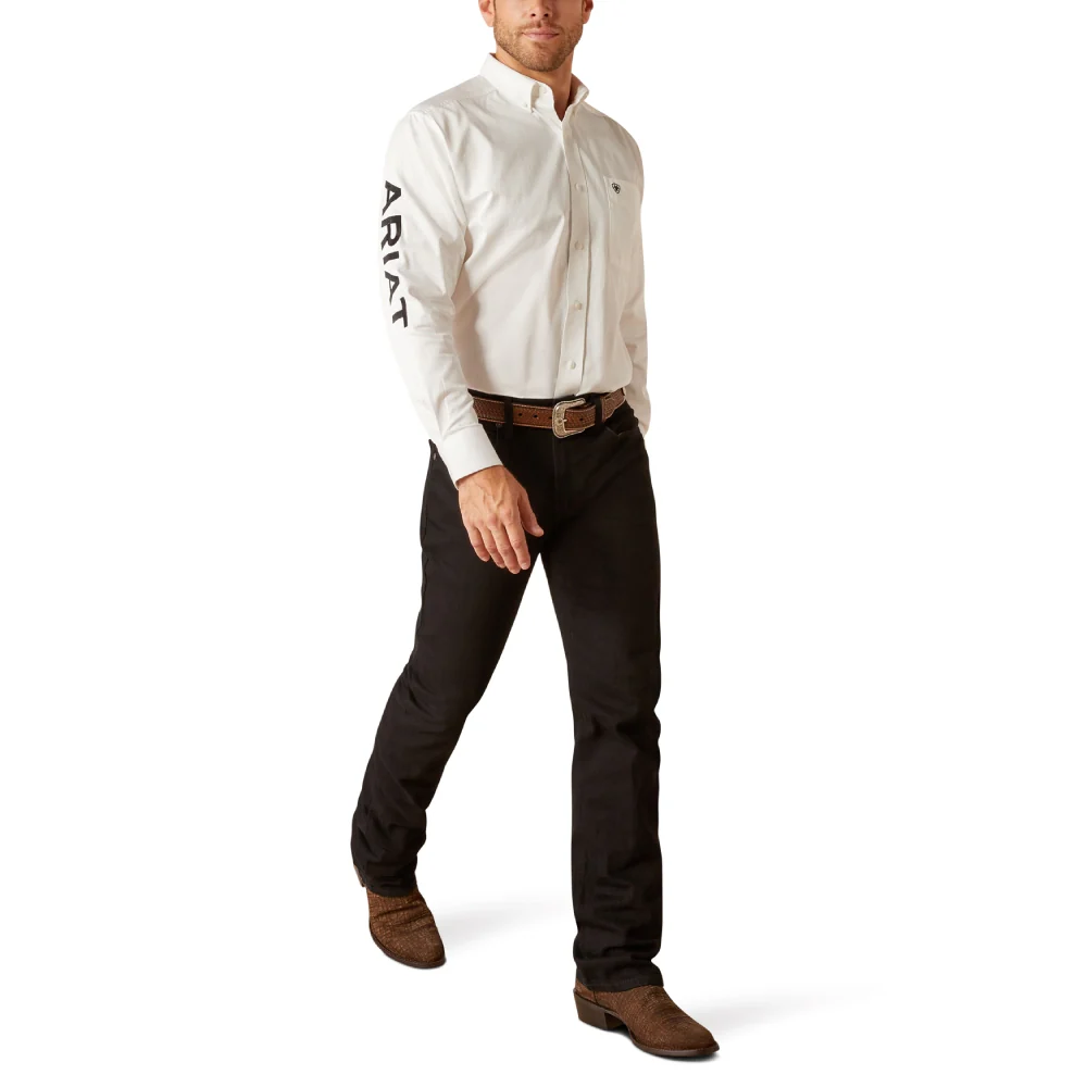 Ariat Mens Team Logo Twill Classic Fit Shirt White - 10046825 - Image 3