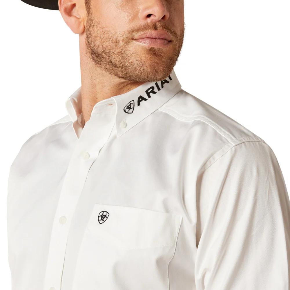 Ariat Mens Team Logo Twill Classic Fit Shirt White - 10046825 - Image 4