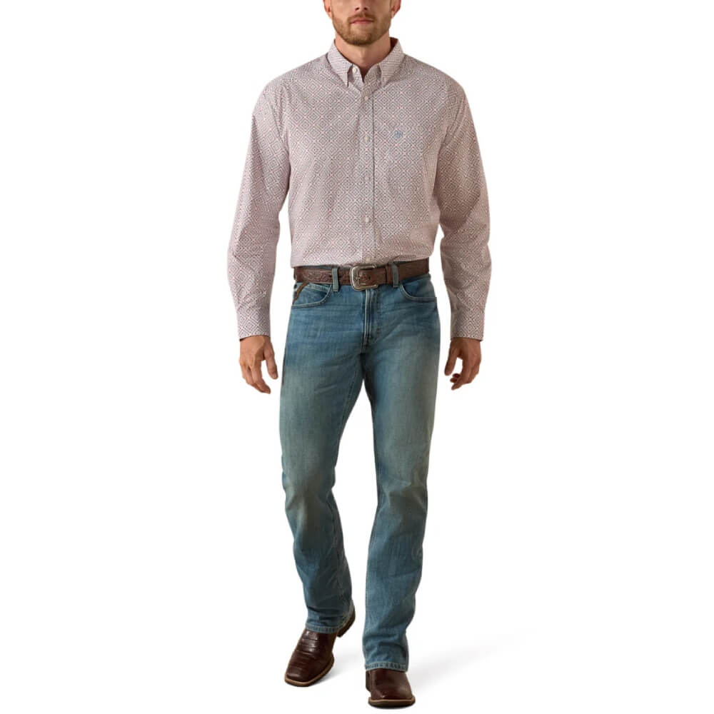 Ariat Mens Tiernan Geo Print Classic Fit Shirt White - 10071609 - Image 3