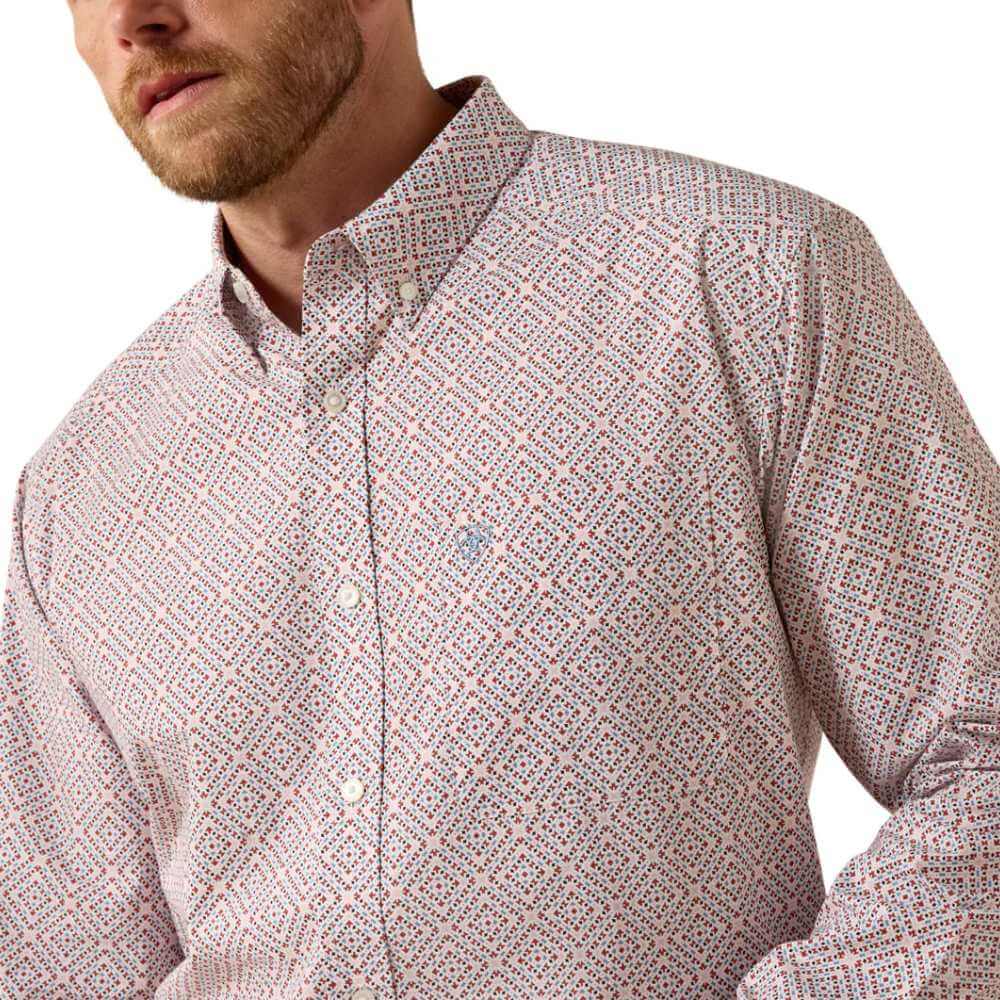 Ariat Mens Tiernan Geo Print Classic Fit Shirt White - 10071609 - Image 4