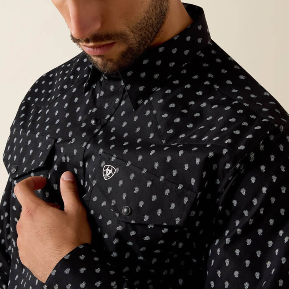 Ariat Mens Truth Fitted Snap Shirt Black - 10071721 - Image 4