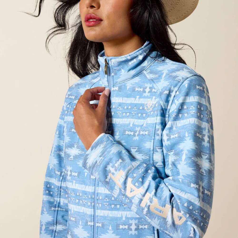 Ariat Womens Logo Softshell Jacket Ashleigh Blue Southwest Geo - 10071204 - Image 4