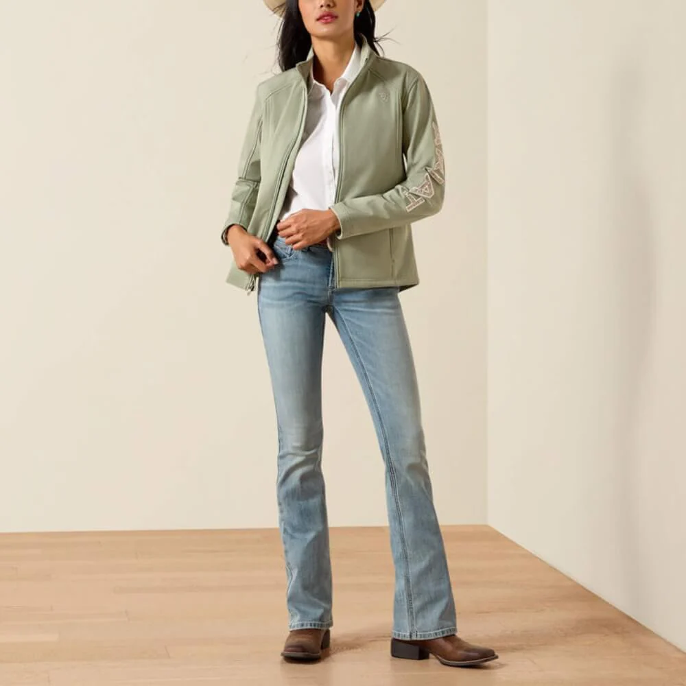 Ariat Womens Logo Softshell Jacket Sea Spray Heather - 10071203 - Image 3