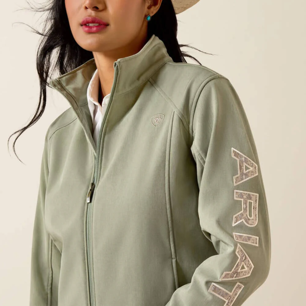 Ariat Womens Logo Softshell Jacket Sea Spray Heather - 10071203 - Image 4