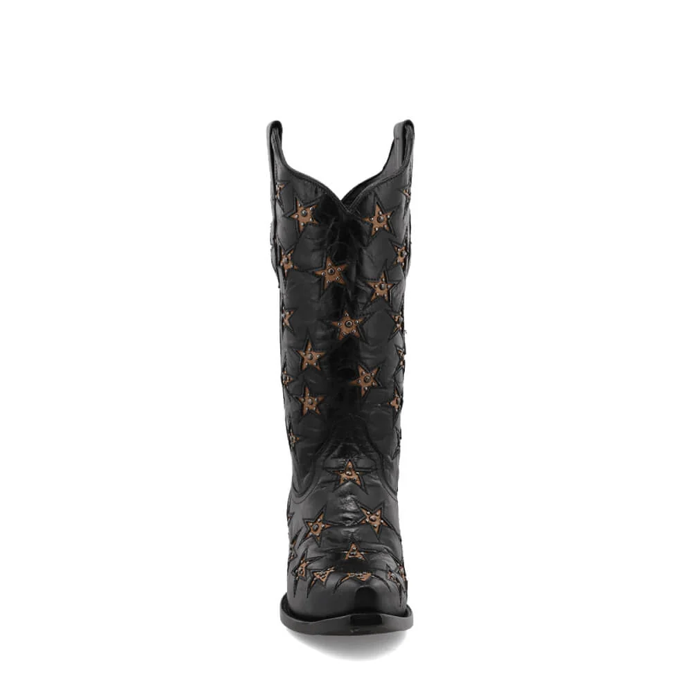 Black Star Womens Marfa Leather Boots Black - WBSN012 - Image 3