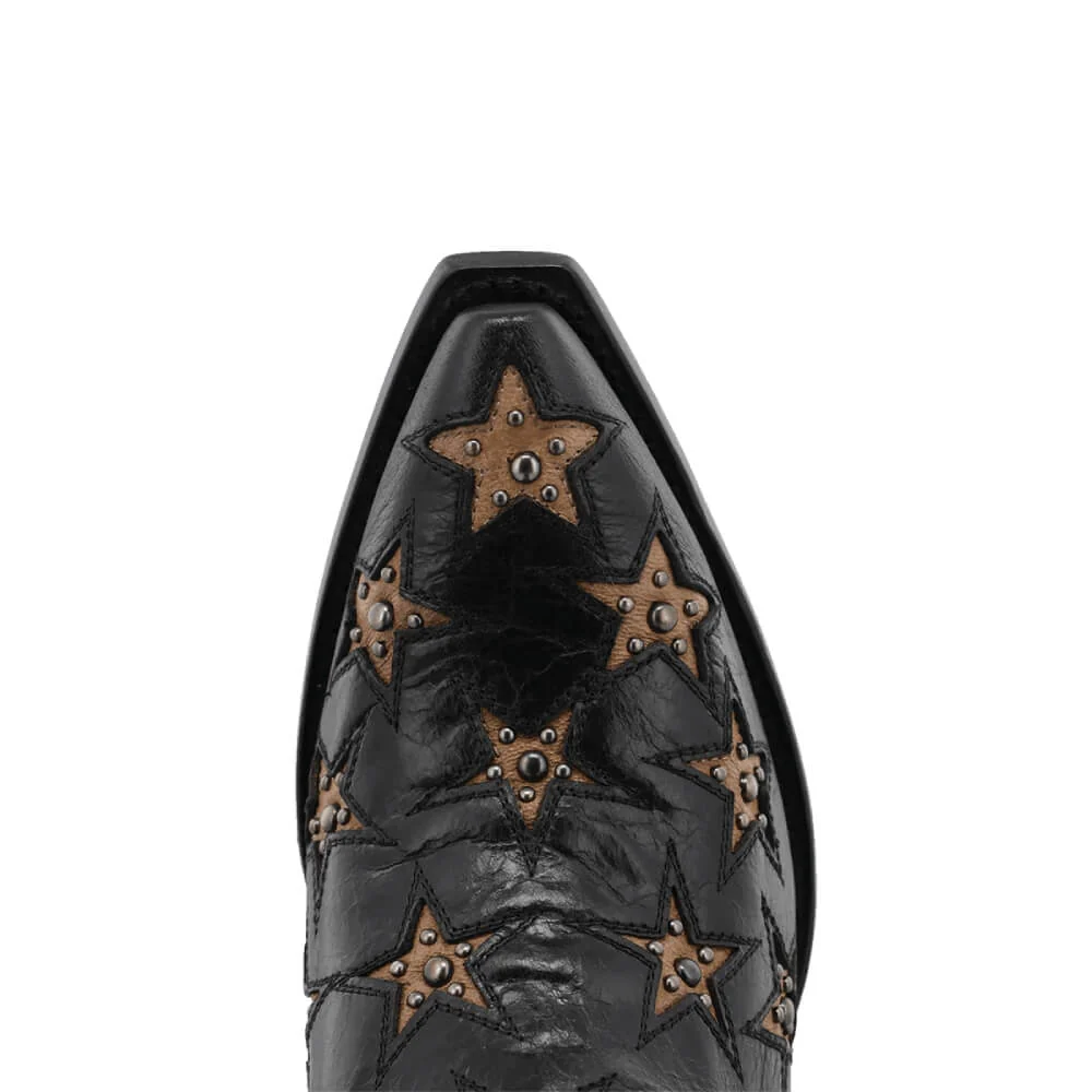 Black Star Womens Marfa Leather Boots Black - WBSN012 - Image 4