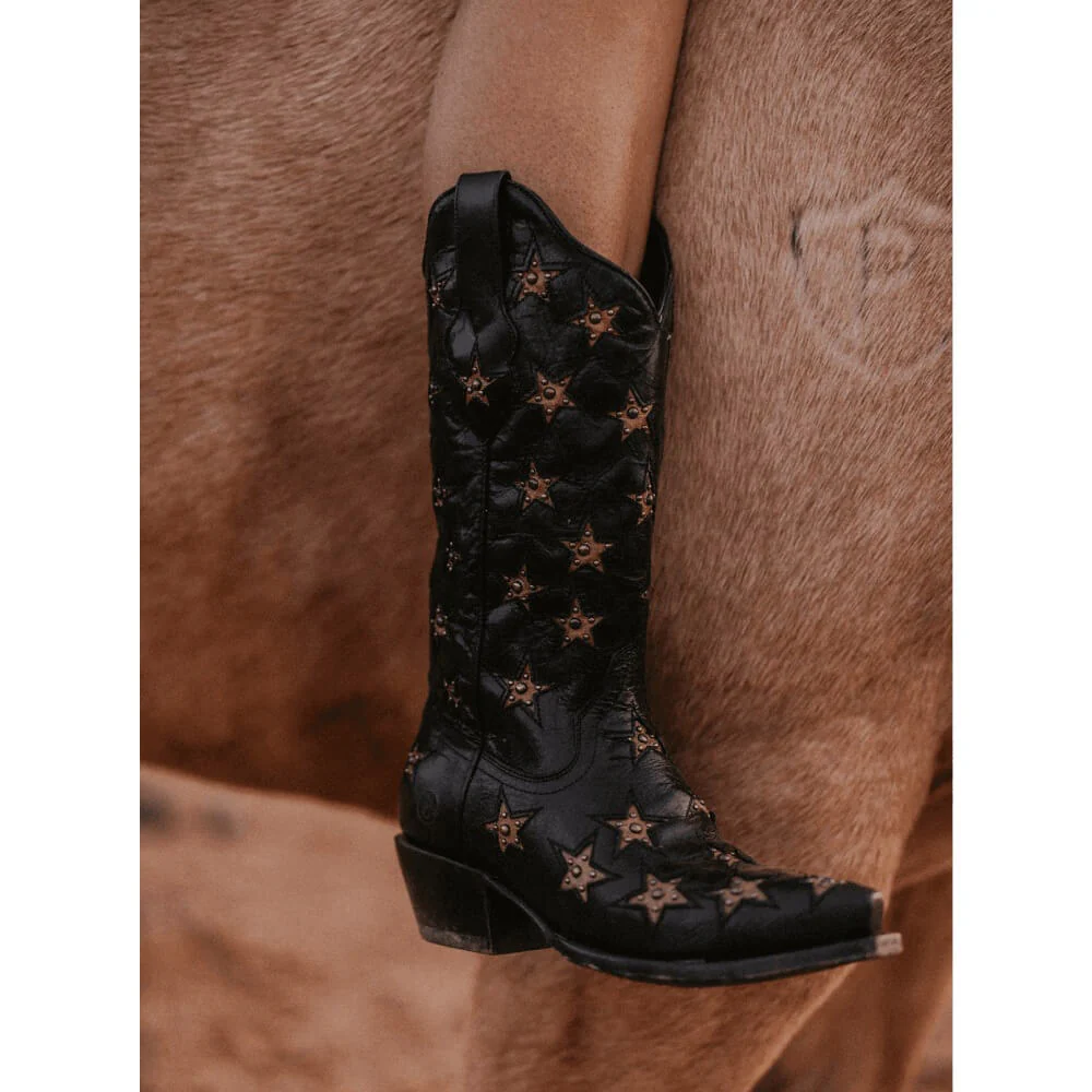 Black Star Womens Marfa Leather Boots Black - WBSN012 - Image 5