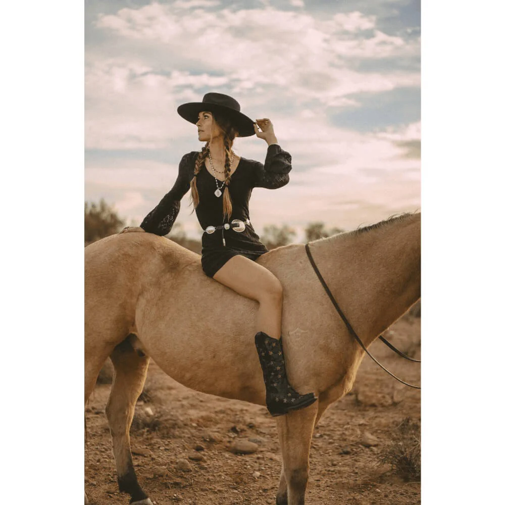 Black Star Womens Marfa Leather Boots Black - WBSN012 - Image 6