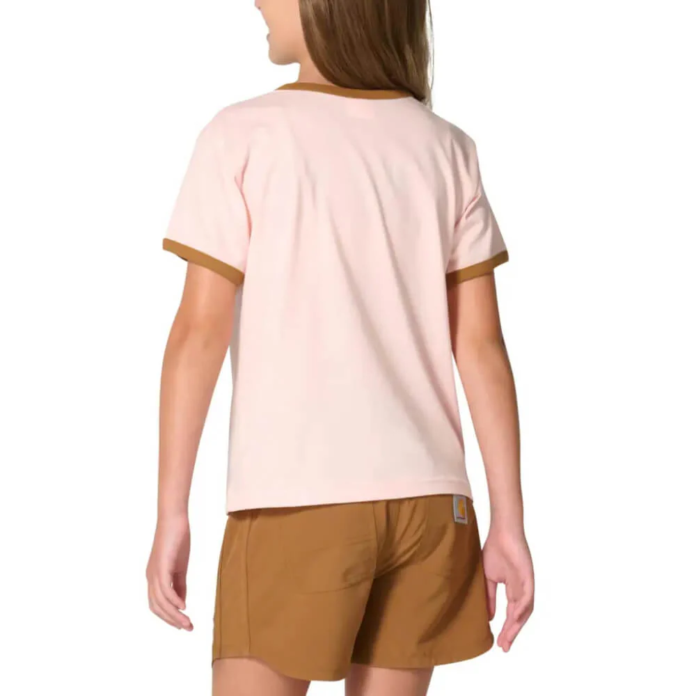 Carhartt Girls Short Sleeve Mare Ringer T-Shirt Rose - CA7170-P365 - Image 3