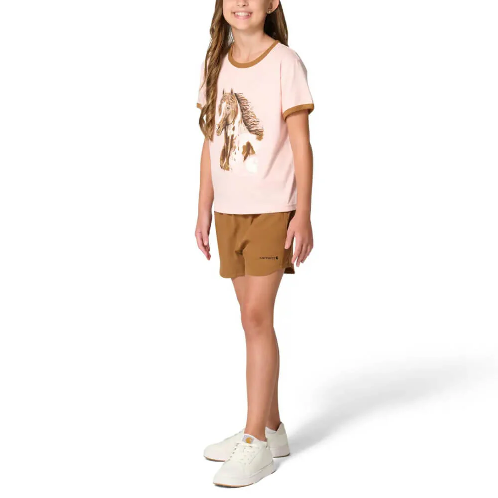 Carhartt Girls Short Sleeve Mare Ringer T-Shirt Rose - CA7170-P365 - Image 4