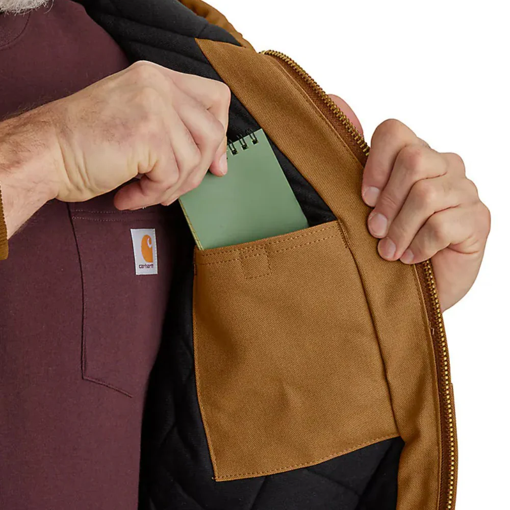 Carhartt Mens Iconic J140 Firm Duck Active Work Jacket Brown - 106673-BRN - Image 4