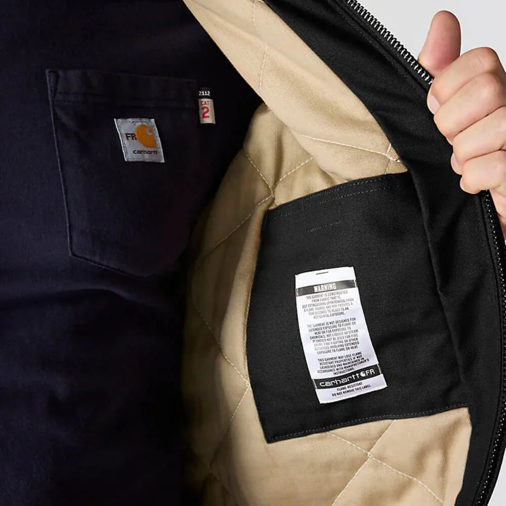 Carhartt Mens FR Duck Active Work Jacket Black - 107076-BLK - Image 5