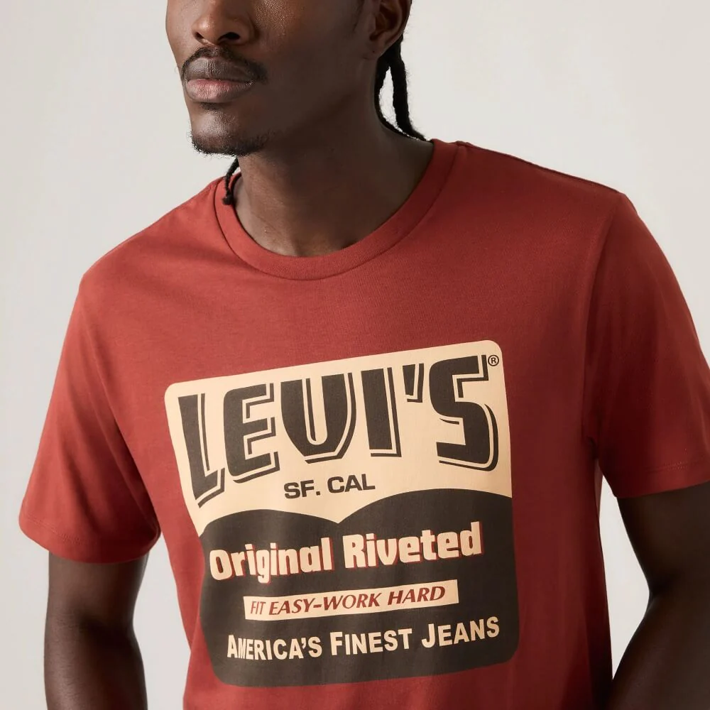 Levi's Mens Classic Graphic T-Shirt Original Riveted Russet Brown - 224911981 - Image 3