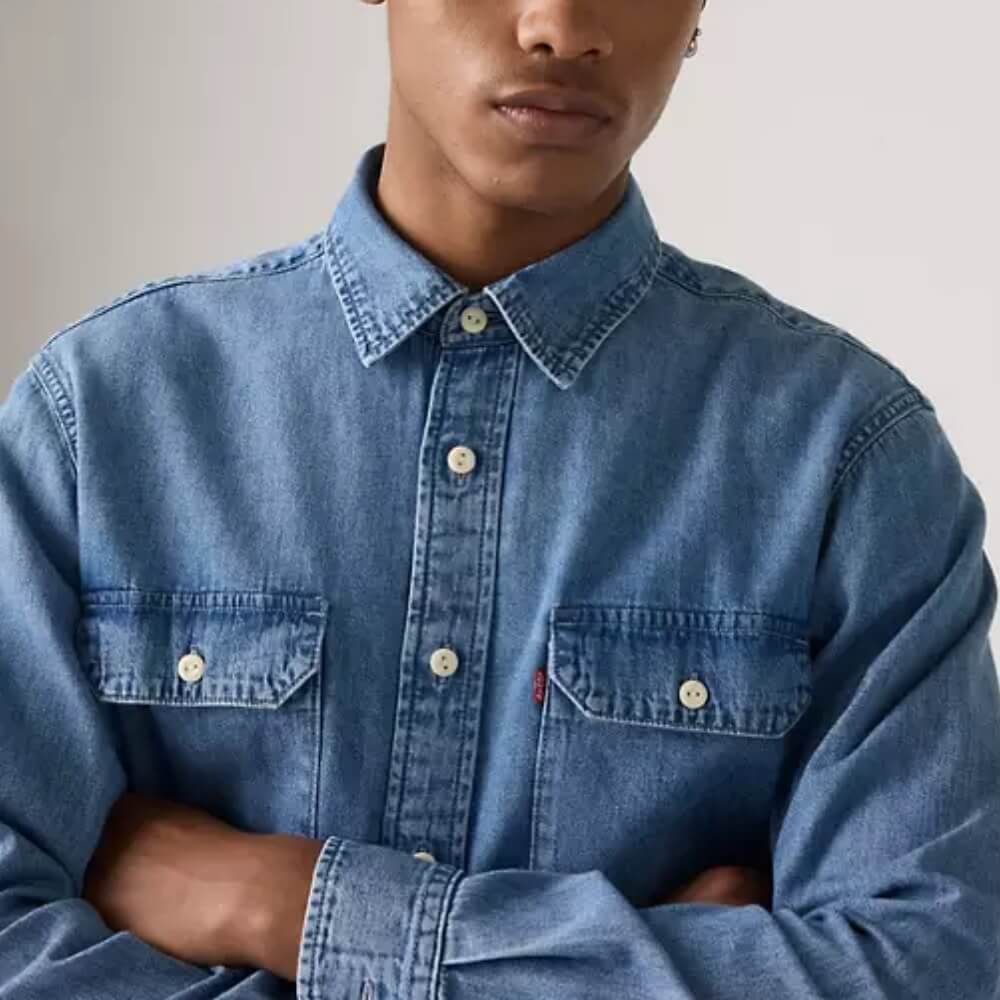 Levi's Mens Classic Worker Shirt Arson Indigo Mid Wash - Blue - 195870348 - Image 3