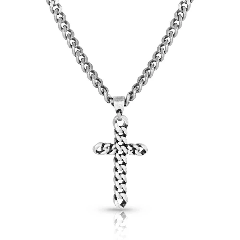 Montana Silversmiths Braided Cross Necklace Silver - NC5681 - Image 3