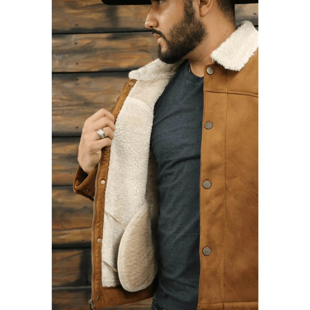 Tempco Mens Sherpa Suede Trucker Jacket - TM6001 - Image 4