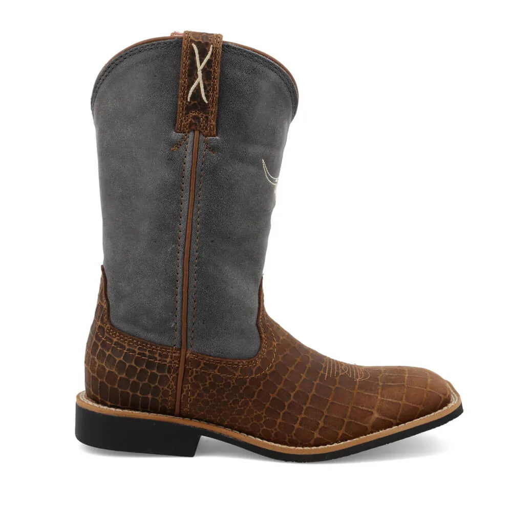 Twisted X Kids Western Top Hand Boots Chocolate & Dusty Blue - YTH0017 - Image 4