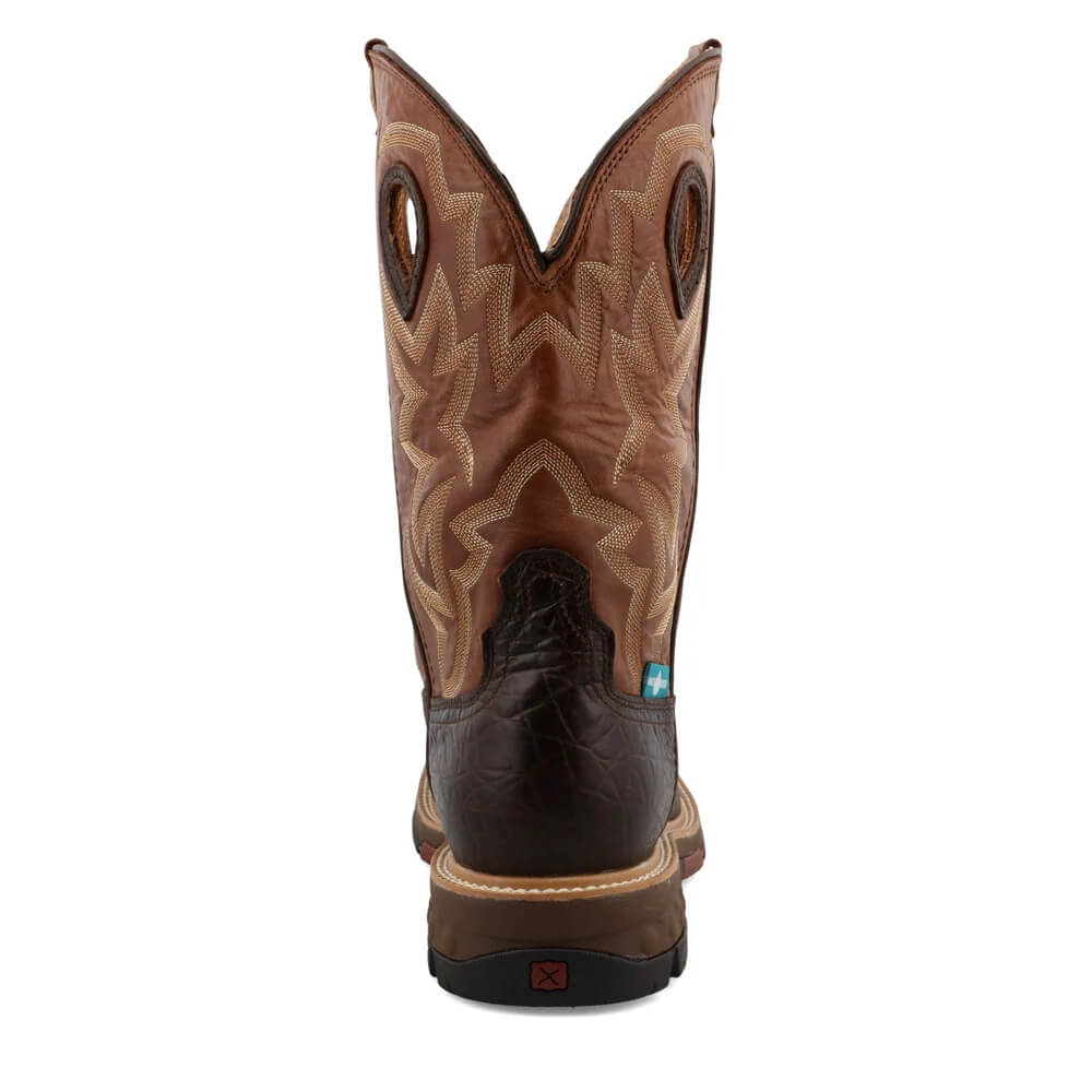 Twisted X Mens Cell-Stretch 12" Western Work Boots Smokey Chocolate - MXBAW02 - Image 3