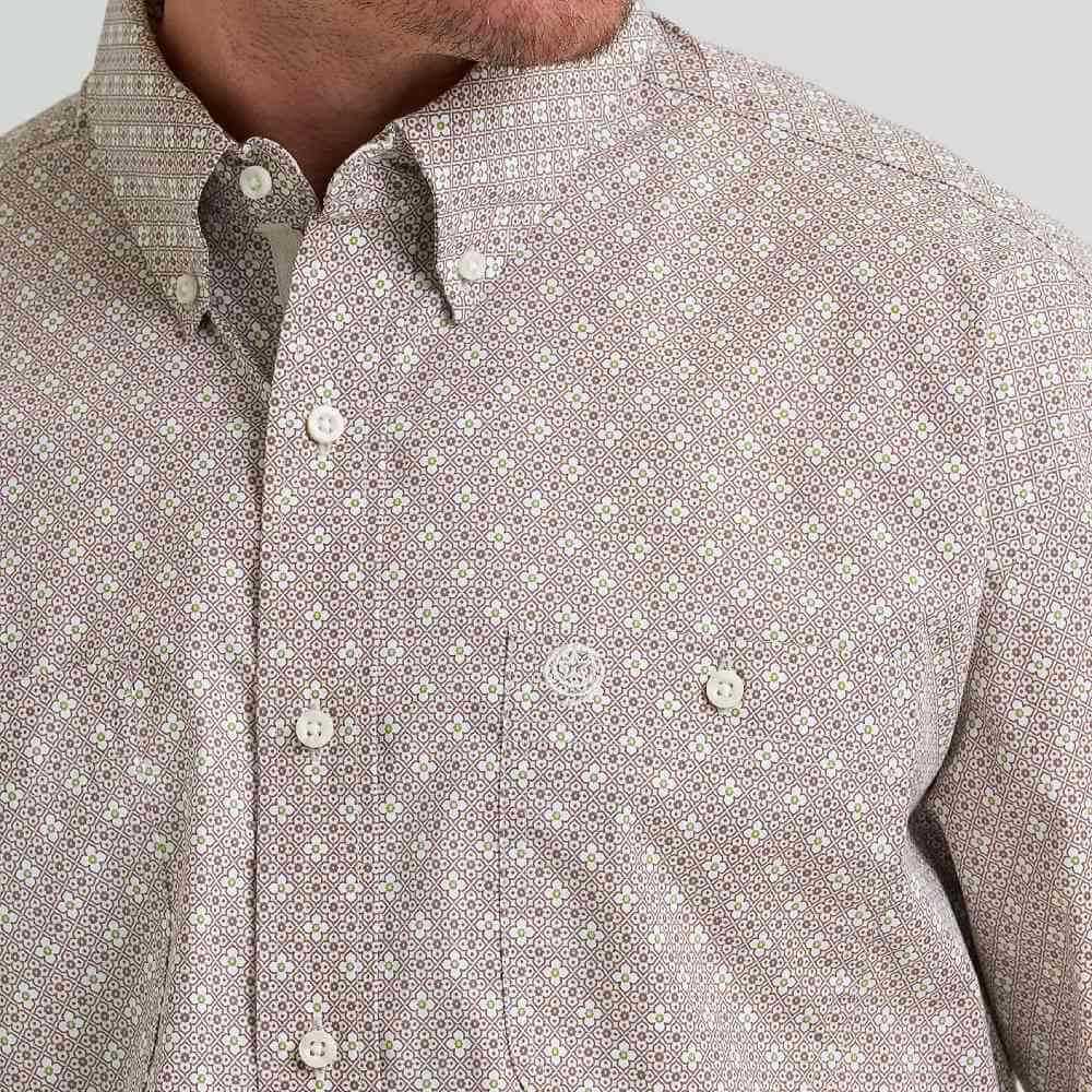 Wrangler Mens George Strait™ Two Pocket Shirt Floral Brown - 112374614 - Image 3