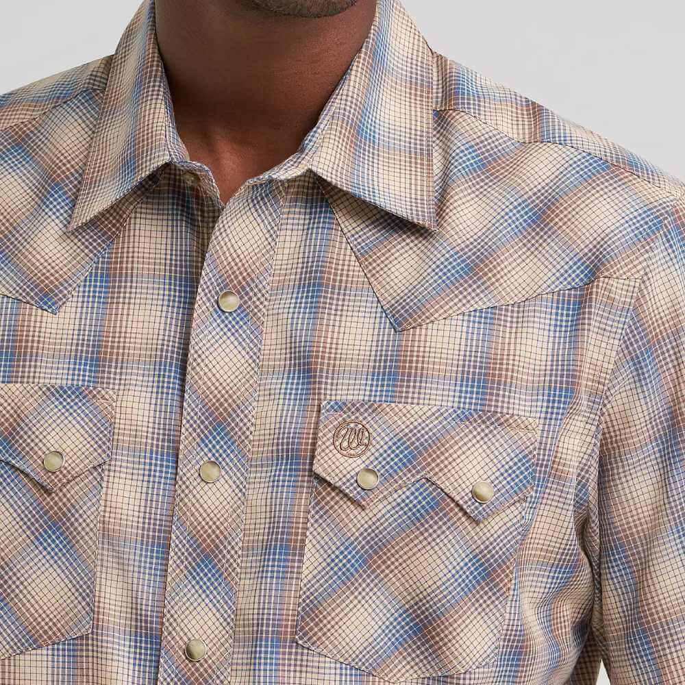 Wrangler Mens Retro® Sawtooth Pocket Western Snap Shirt Dust Bowl - 112374758 - Image 3