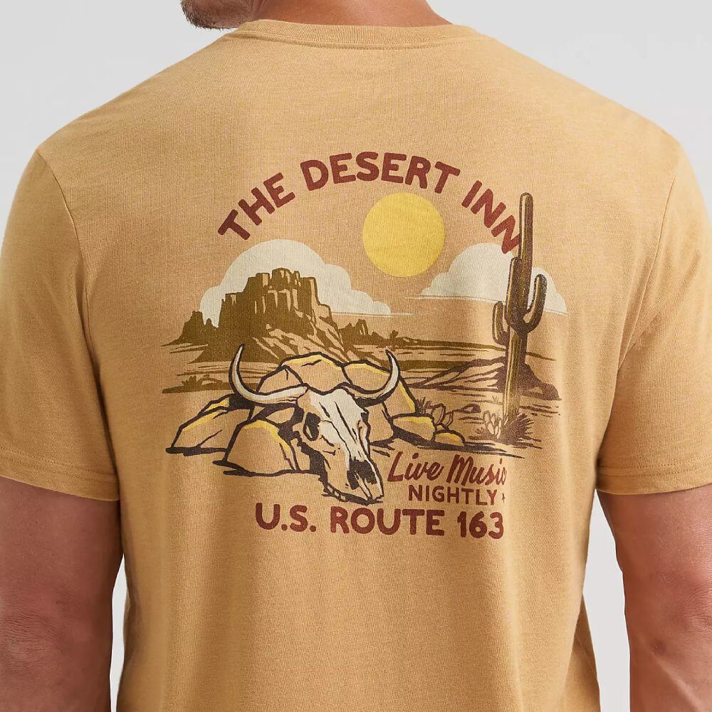 Wrangler Mens The Desert Inn Back Graphic T-Shirt Apple Cinnamon Heather - 112372833 - Image 4