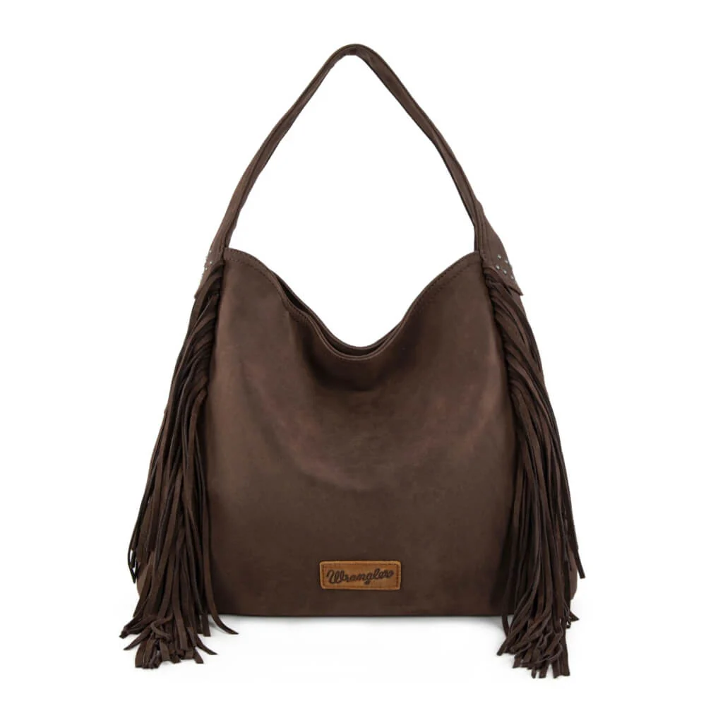 Wrangler Womens Fringe Studded Hobo Bag Coffee - WG244-9182CF - Image 5