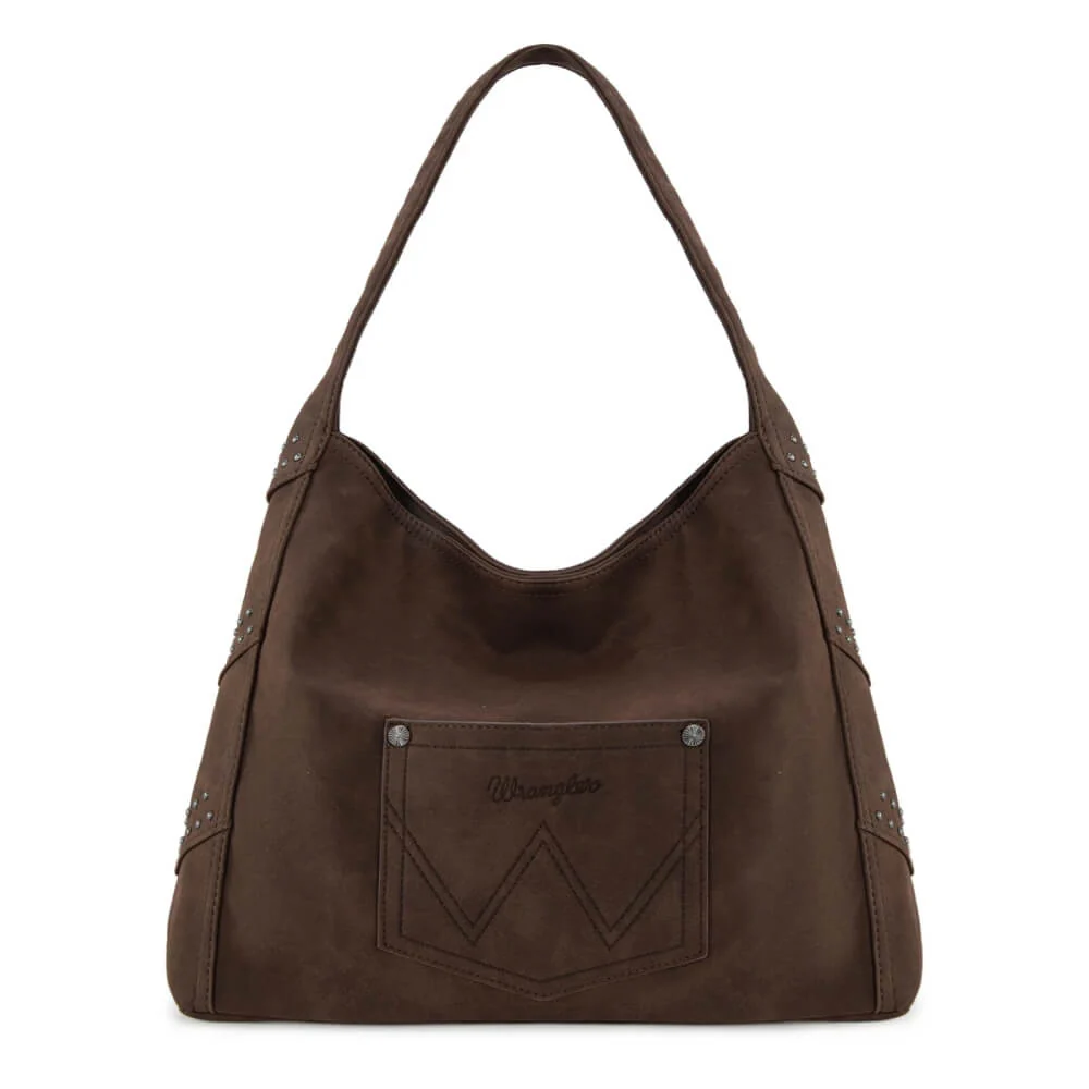 Wrangler Womens Fringe Studded Hobo Bag Coffee - WG244-9182CF - Image 6