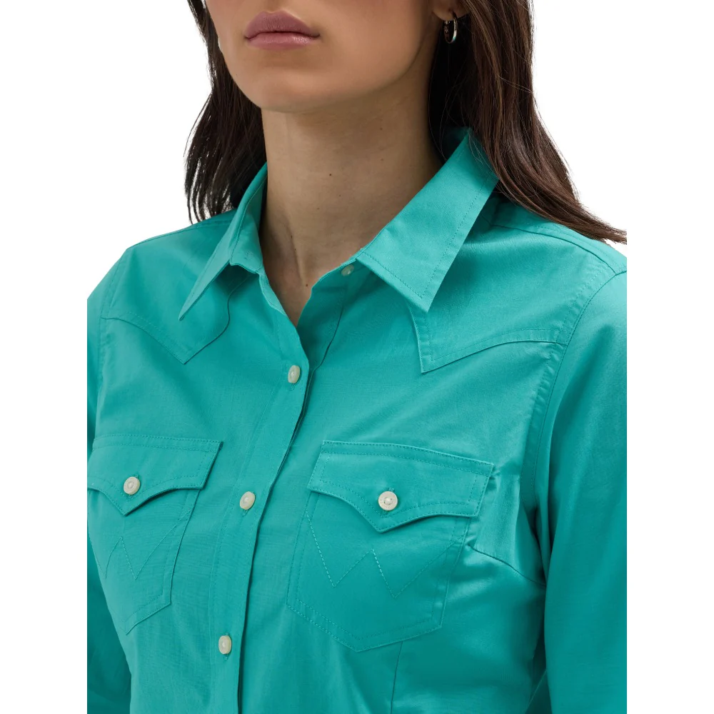 Wrangler Womens Long Sleeve Blue Shirt - 112358060 - Image 3