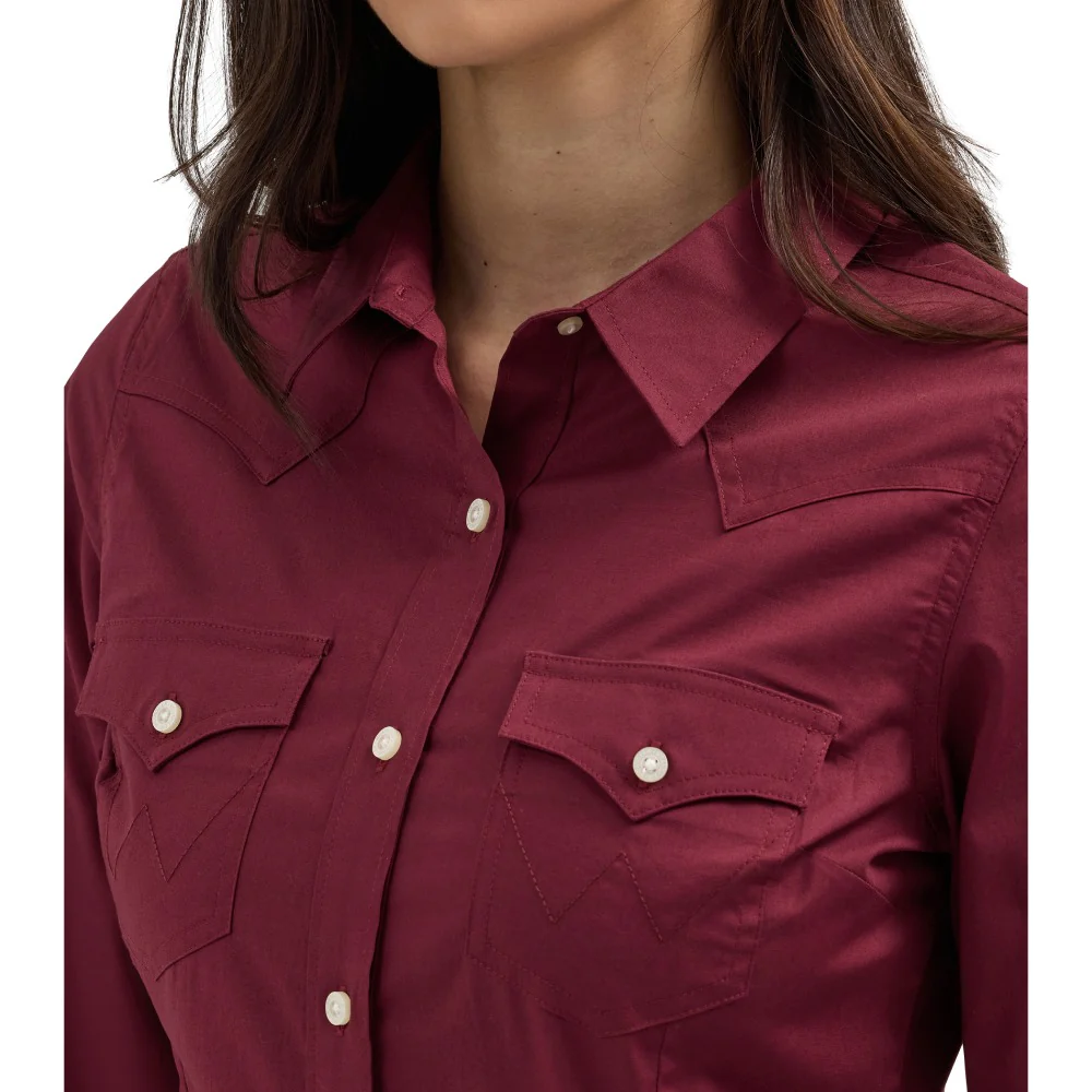 Wrangler Womens Maroon Western Shirt - 112358014 - Image 3