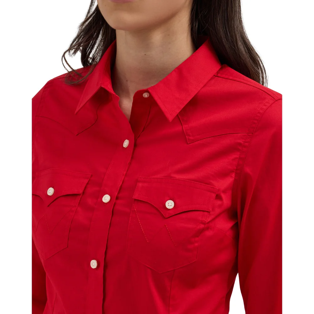 Wrangler Womens Red Long Sleeve Shirt - 112358017 - Image 3