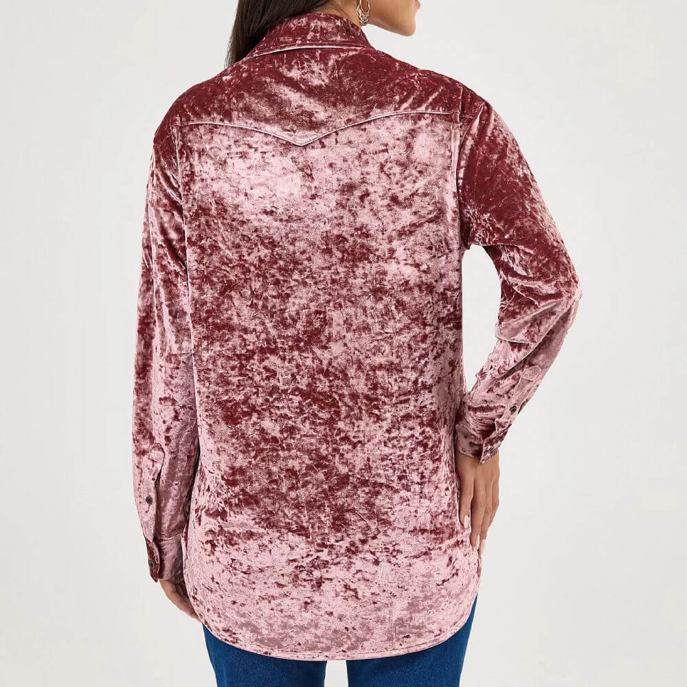 Wrangler Womens Velvet Blouse Wine Crush - 112371711 - Image 3